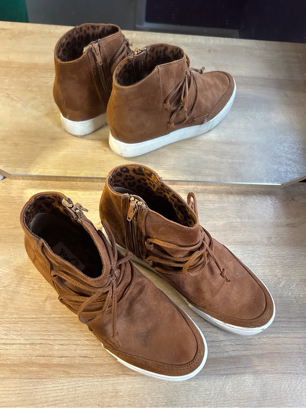 Very G Brown Suede Lace-Up Ankle Booties
